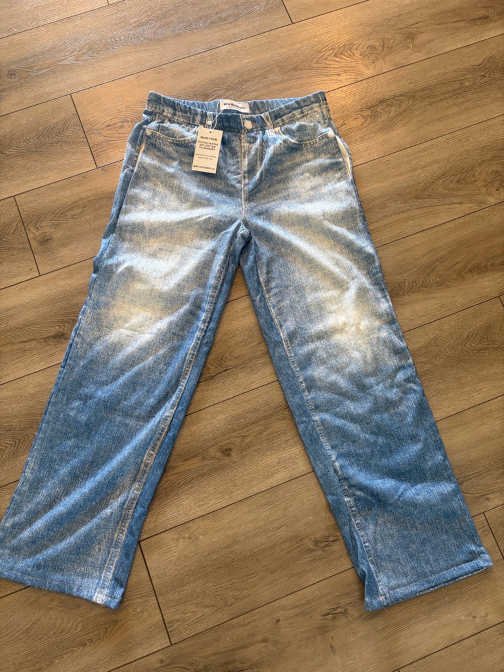 NWT Mila Rosabella sweatpant Wide Leg Jeans in Light Blue Large